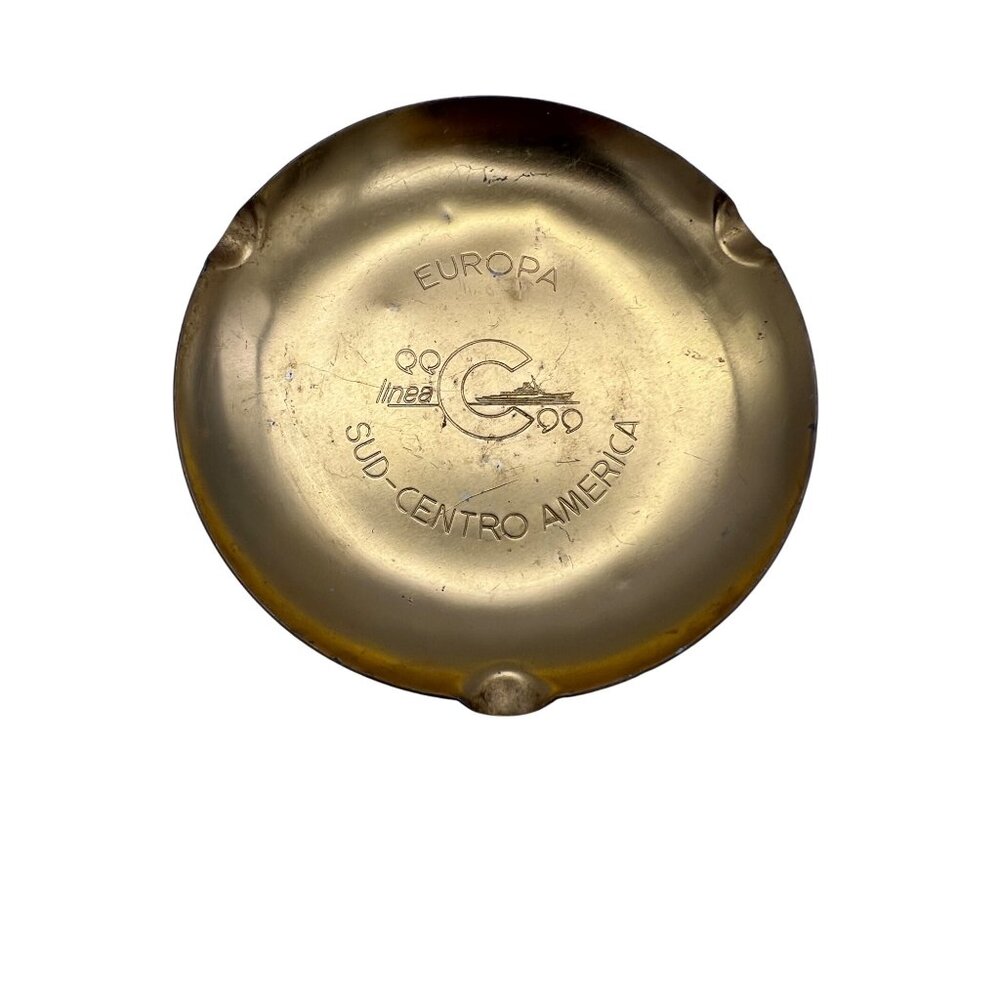 Vintage Linea C Metal Ashtray Cruise Ship Europa Sud-Centro America